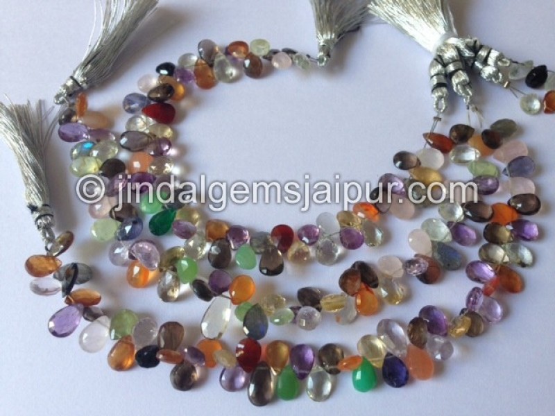 Multi Stone Faceted Pear Shape Beads